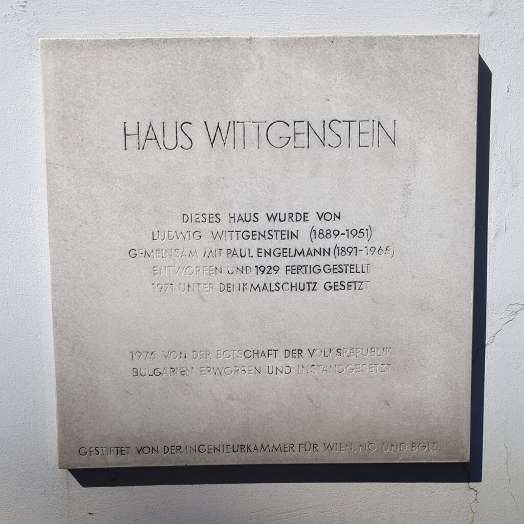 Gedenktafel am Wittgenstein Haus in der Kundmanngasse/Parkgasse im 3. Wiener Bezirk, heute Bulgarisches Kulturinstitut