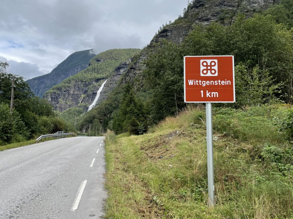 Wittgenstein signpost in Skjolden, Norway